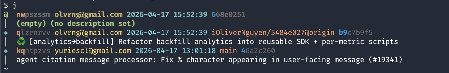 Default j alias output